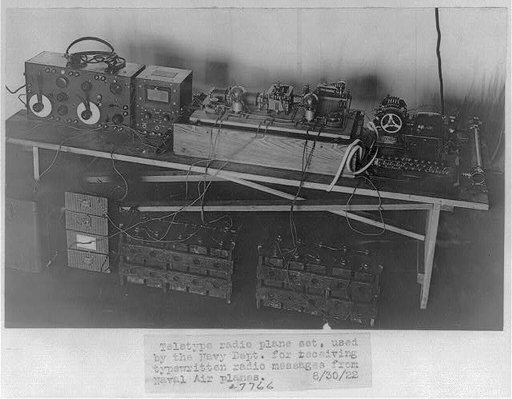 Teletype radio plane set, used by Navy Dept., to receive typewritten radio messages from Naval airplanes