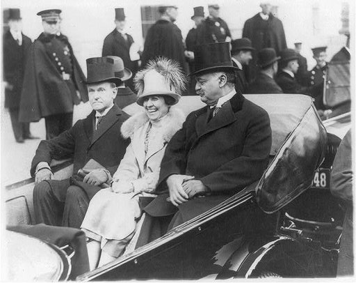 Washington, D.C. - inauguration of Calvin Coolidge - Coolidges and Sen. Curtis in open carriage on way to Capitol