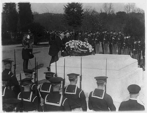 Armistice Day - Arlington National Cemetery - Secretary of War Weeks, Pres. Coolidge, and Asst. Secretary of the Navy Roosevelt