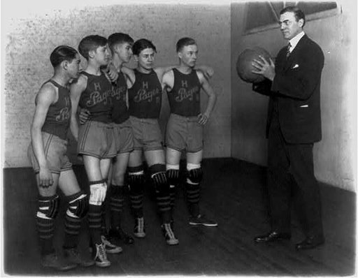 Once famous athlete of House coaches page boys basketball team - Rep. Hamilton Fish of N.Y.