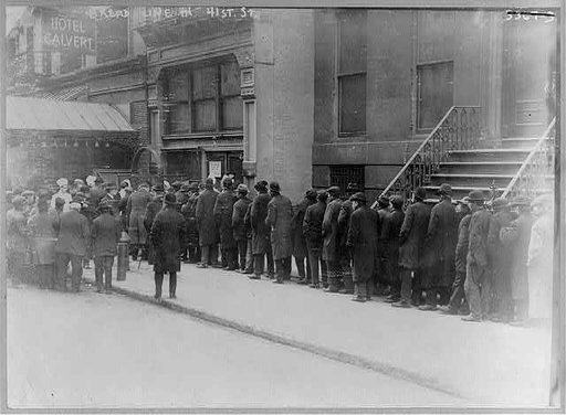 Men in bread line on 41st St., New York City