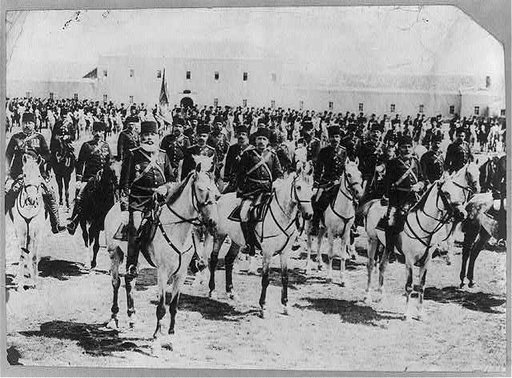 Large group of members of the Turkish Cavalry posed on horseback