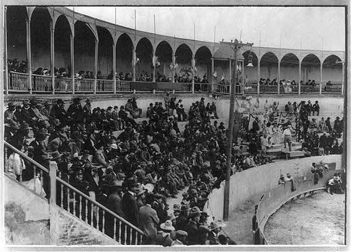 Bull fight, Mexico: spectators in stands