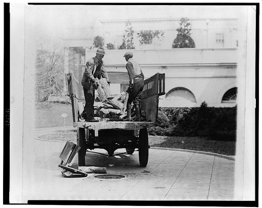 A fresh supply of wood for the White House grates being delivered at the White House today