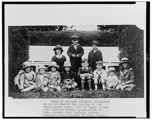 Group of Cabinet children photographed at the Easter egg rolling at the White House today