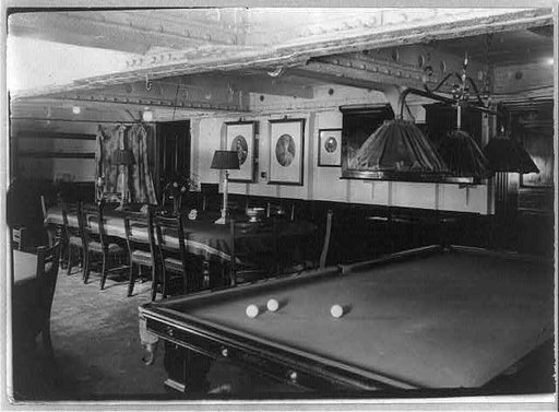 Dining and billiard room on British ship, RENOWN