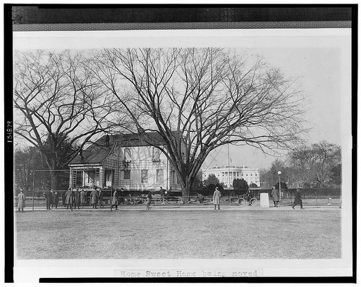Home sweet home being moved to its permanent location, passing the south grounds of the White House