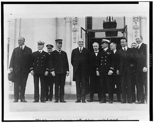 With members of the cabinet congratulating congressional medal of honor men of the navy