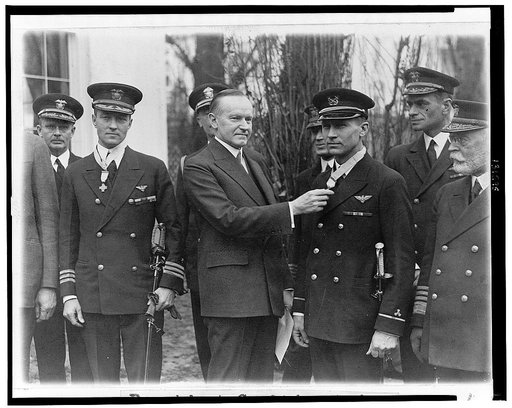 President Coolidge today conferred the Congressional medal on Commander Byrd and Machinist Bennet [sic