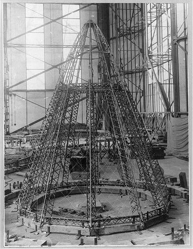 Constructing new [German] zeppelin - uncovered rear frame