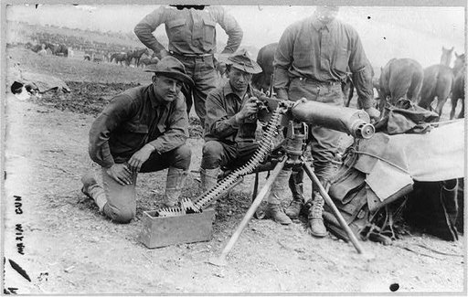 U.S. Army 1911 maneuvers in Texas: Maxim machine gun & crew
