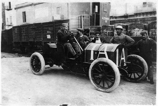 Targa-Florio race in Italy, May 18, 1908 - Lancia in Fiat -- record 8 hrs., 2 min., 40 sec.