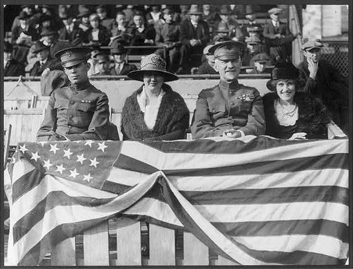 General Peyton March and family ... at the Georgetown, Washington and Lee football game ... Left to right: Major and Mrs. Milliken, Gen. March and Mrs. E.C. Scanlon