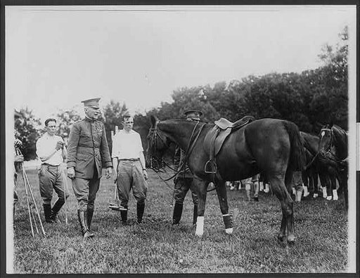 Inspecting the polo ponies before a game at Washington, D.C. General Peyton C. March, Chief of Staff, U.S.A. shown in foreground