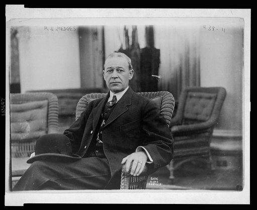 Robert Lee Hedges, owner of the St. Louis Browns baseball team, three-quarter length portrait, seated, facing front