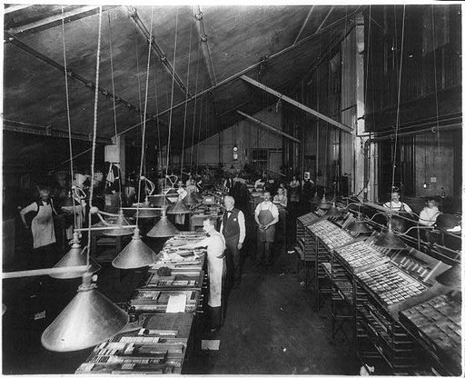 Newspaper Publishing - Advertisement Bank in Composing Room of N.Y. Herald