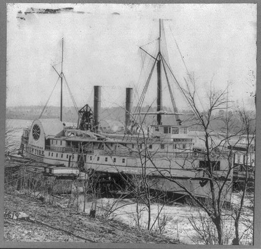 Federal flag-of-truce boat NEW YORK, at Aikens Landing, waiting for exchanged prisoners