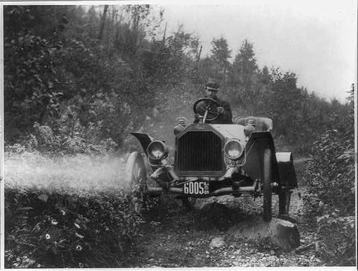 Buick roadster on rocky country road