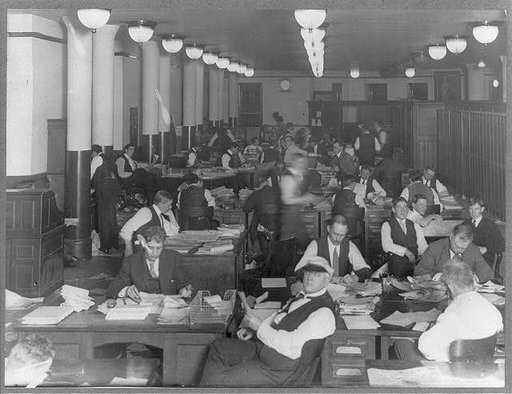 City room of the New York World, ca. 190-
