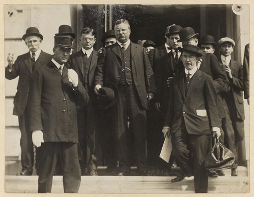 "Roosevelt at campaign fund inquiry in Washington, D.C."