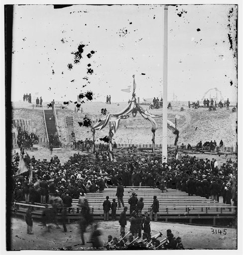 Charleston, South Carolina. Flag-raising ceremony at Fort Sumter. Awaiting the arrival of Gen. Anderson and invited guests to inaugurate the ceremony of raising the flag