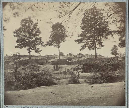 Bombproof kitchen and tents on front line in front of Petersburg, August 10, 1864