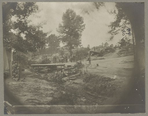 Bomb-proof quarters on the lines in front of Petersburg, Va. Aug. 1864
