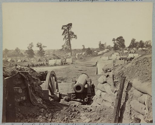 Views from Confederate fort on Peachtree street looking south, towards the city, Atlanta, Georgia