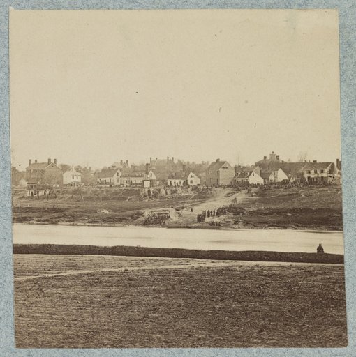 Removing wounded across Rappahannock River after battle of Chancellorsville - under flag of truce