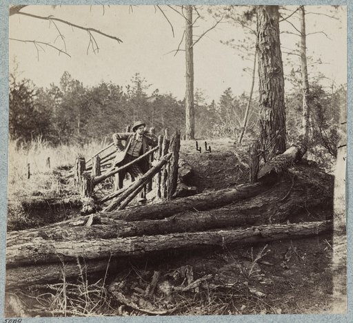 Confederate entrenchments at edge of woods, Palmer's field, on Orange Turnpike
