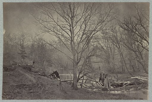 Ruins of railroad bridge at Blackburn's Ford, Bull Run, Va.
