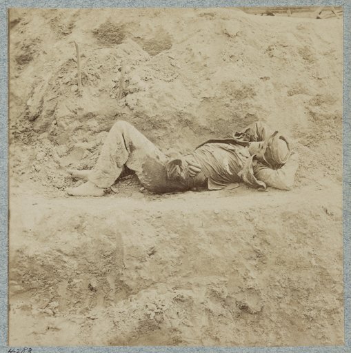 Dead Confederate soldiers in trenches of Fort Mahone in front of Petersburg, Va., April 3, 1865