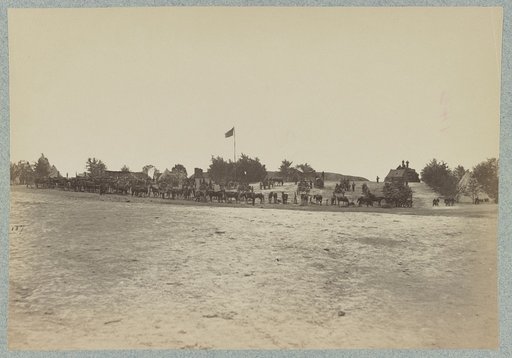 Flag flying above an emcampment