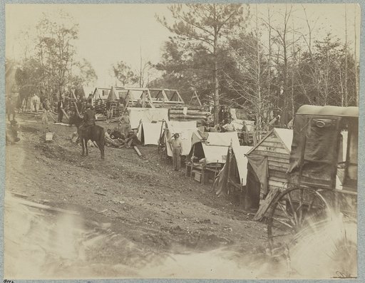 Building winter quarters at Fort Brady, James River, Va. near Dutch Gap Canal