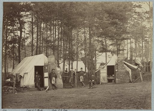 Headquarters Army of Potomac - Brandy Station, Va. April 1864. Quarters of Provost Marshal Department. Capt. H. P. Clinton. Capt. J. R. Coxe