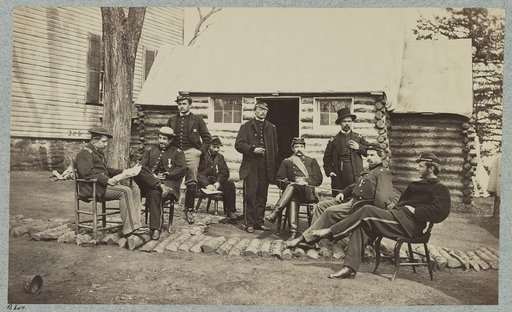 Staff officers at headquarters 6th Army Corps near Brandy Station, Va., 1864