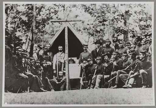 Sunday morning mass at Camp Cass, 1861. 9th Mass. Infantry, U.S.A.