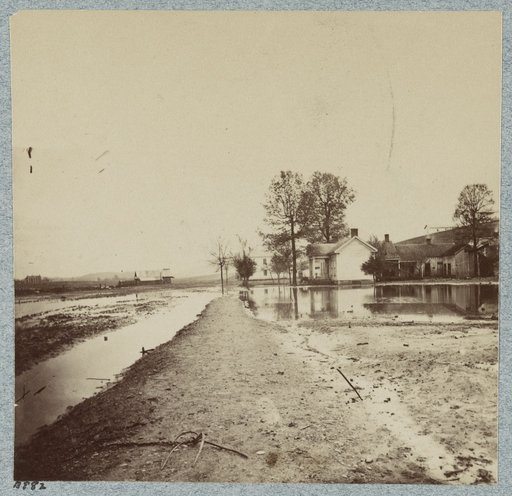 Houses in flooded area