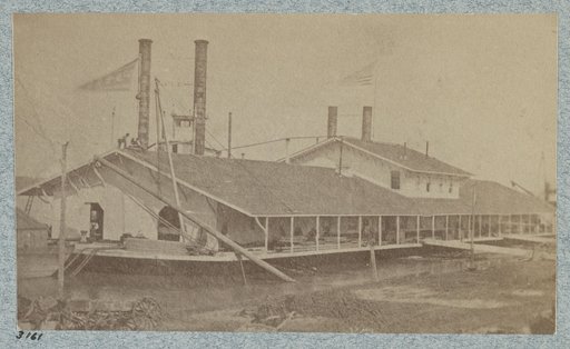 Wharf boat at Cairo, Illinois, 1864