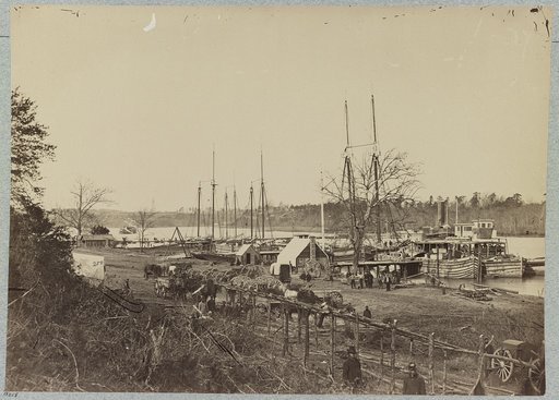 Broadway Landing, Appomattox River, Va., Butler's signal tower at Point of Rocks, in distance