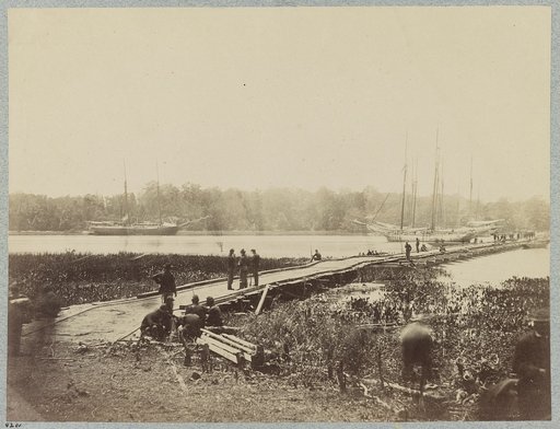 Pontoon bridge across James River at Powhatan Point on which Army of Potomac crossed, June, 1864