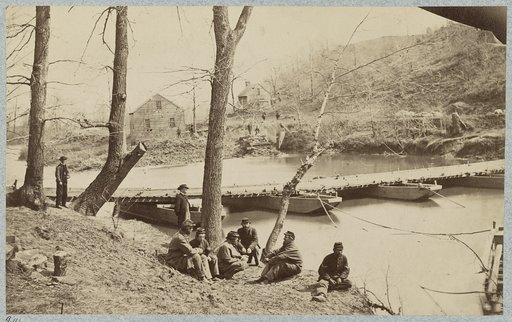 Pontoon bridge across Hazel River, Va., March, 1864