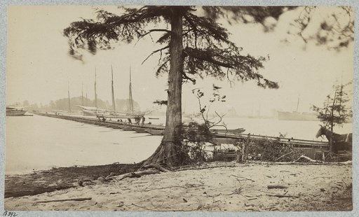 Pontoon bridge across James River at Powhatan Point on which Army of Potomac crossed, June, 1864