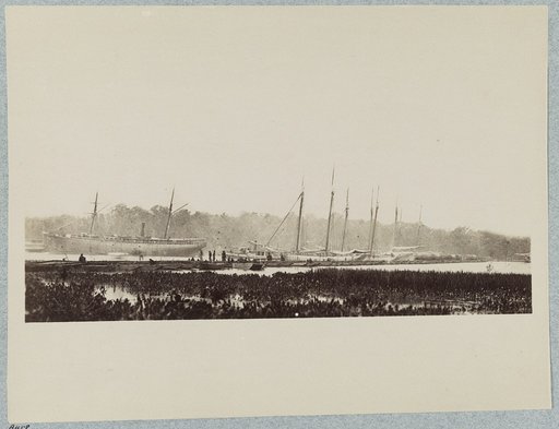 Pontoon bridge across James River at Powhatan Point on which Army of Potomac crossed, June, 1864