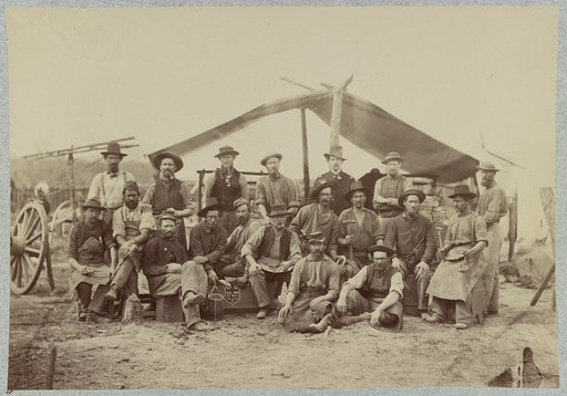 Quartermaster's mechanics, 1st Division, 9th Army Corps in front of Petersburg, Va., August, 1864
