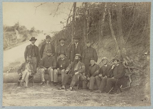 Surgeon John H. Brinton and group of hospital attendants in front of Petersburg, Va., October, 1864