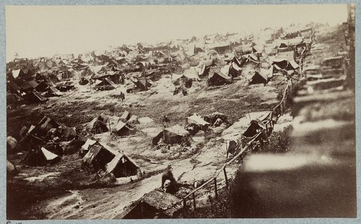 Andersonville Prison, Ga., August 17, 1864. Southwest view of stockade showing the dead-line