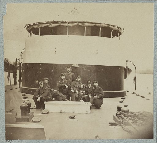 Officers on deck of monitor Saugus, James River, Virginia