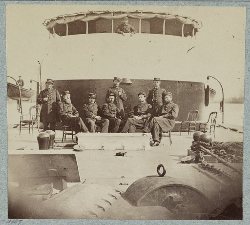 Officers on deck of monitor Saugus, James River, Virginia