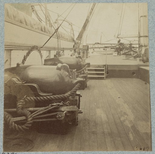 On deck of U.S.S. Pawnee off Charleston, S.C. Guns